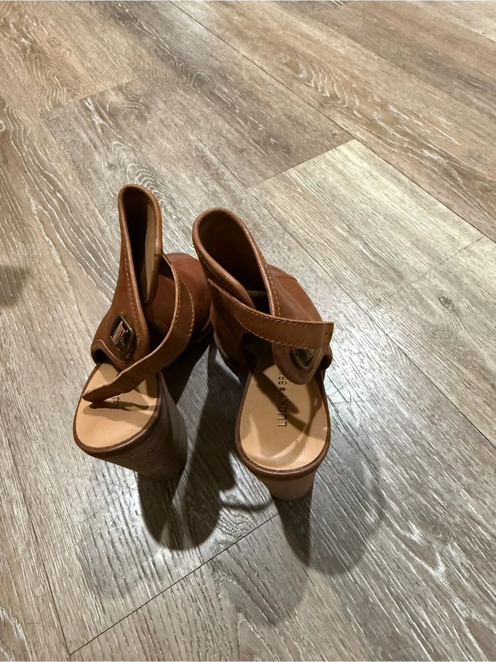 Lucky Brand Brown Leather Open-Side Ankle Booties